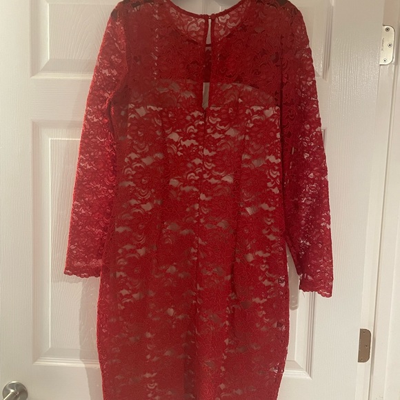 Jax Women’s dress Size 10, red lace over nude lining worn once. - Picture 2 of 2